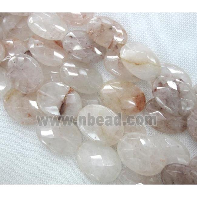 rose quartz bead, faceted flat oval