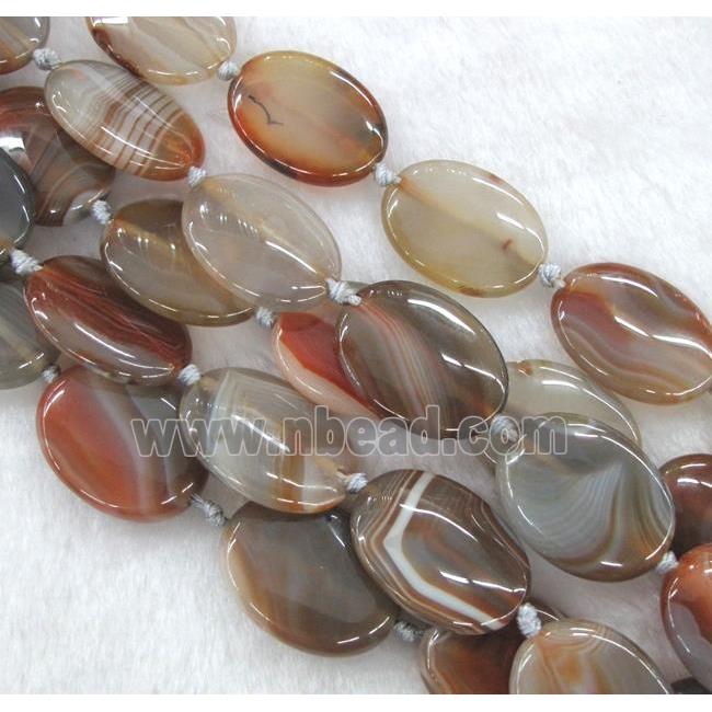 coffee striped agate beads, oval