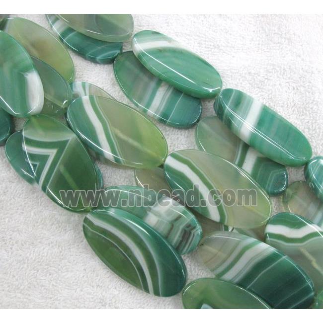 green agate bead, oval