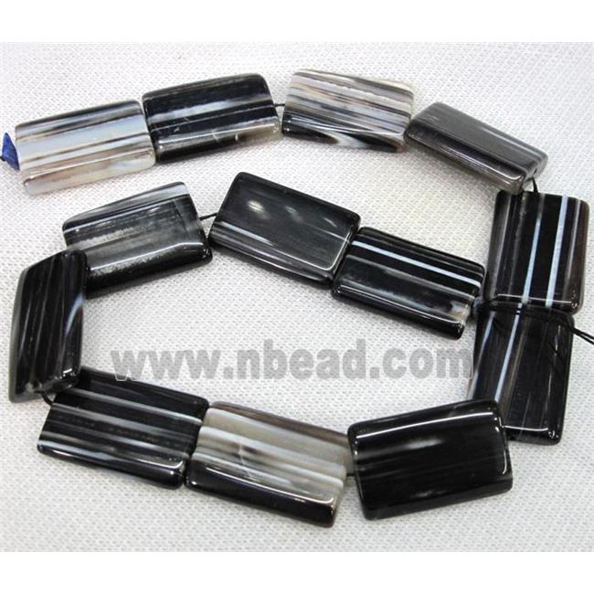 black agate bead, stripe, rectangle