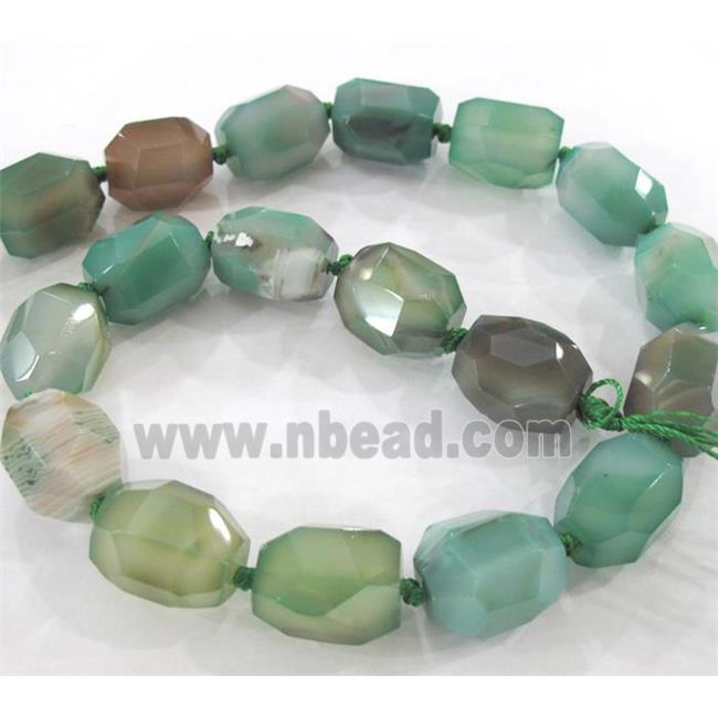 agate bead, faceted freeform, green