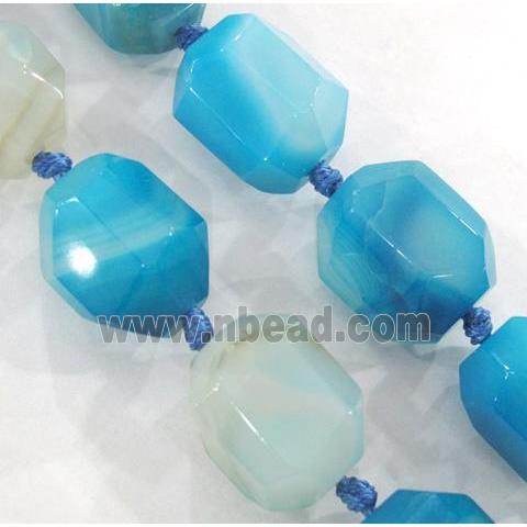 blue Agate Beads, faceted freeform