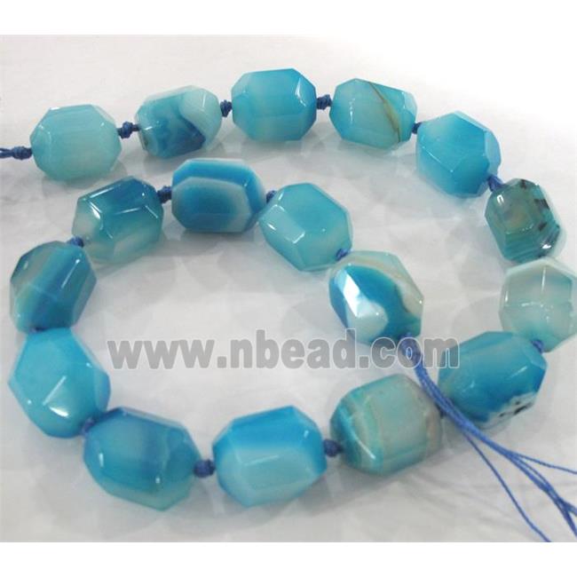 blue Agate Beads, faceted freeform