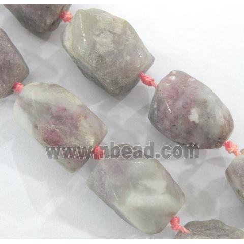 rose quartz beads, faceted freeform