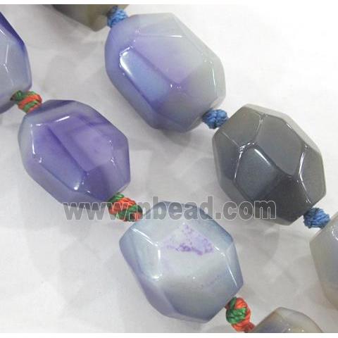 agate bead, faceted freeform, purple