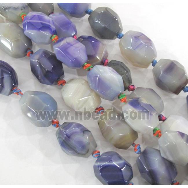 agate bead, faceted freeform, purple