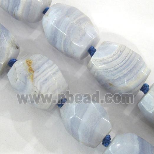 Blue Lace Agate beads, faceted freeform