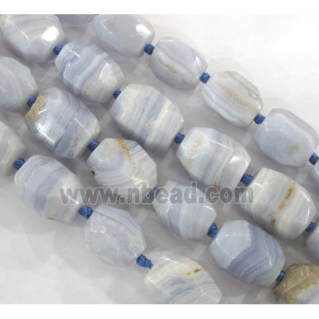 Blue Lace Agate beads, faceted freeform
