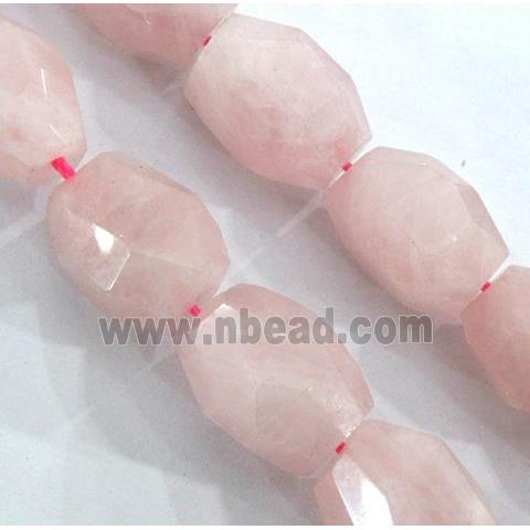 rose quartz nugget bead, faceted freeform