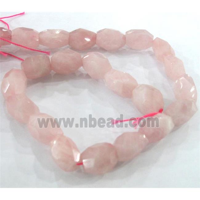 rose quartz nugget bead, faceted freeform