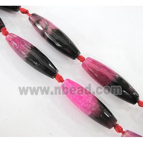 agate bead, faceted barrel, pink