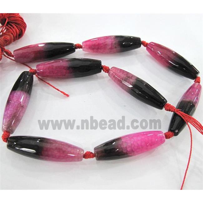 agate bead, faceted barrel, pink
