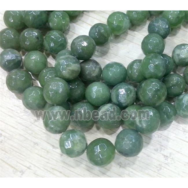 Chinese Nephrite Jade Beads Green Faceted Round