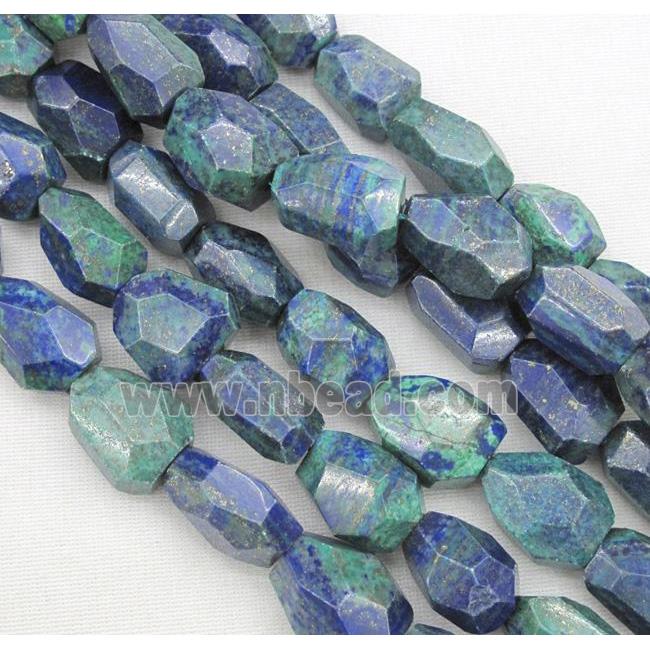Azurite beads, faceted freeform