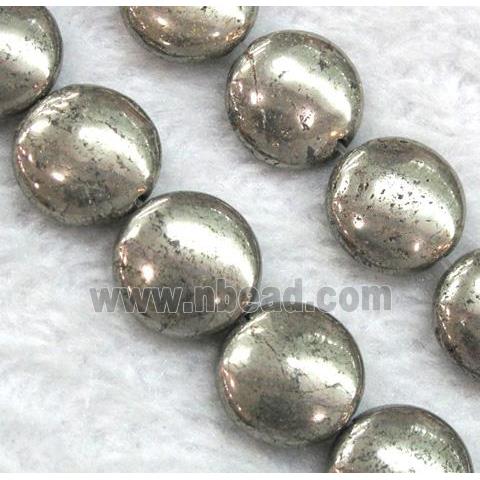 pyrite beads, falt-round