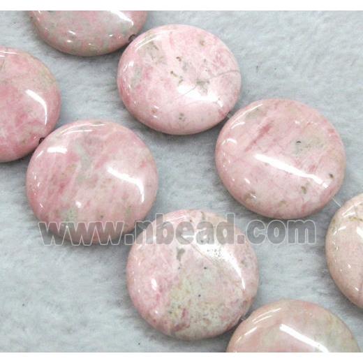 pink Rhodochrosite beads, flat round