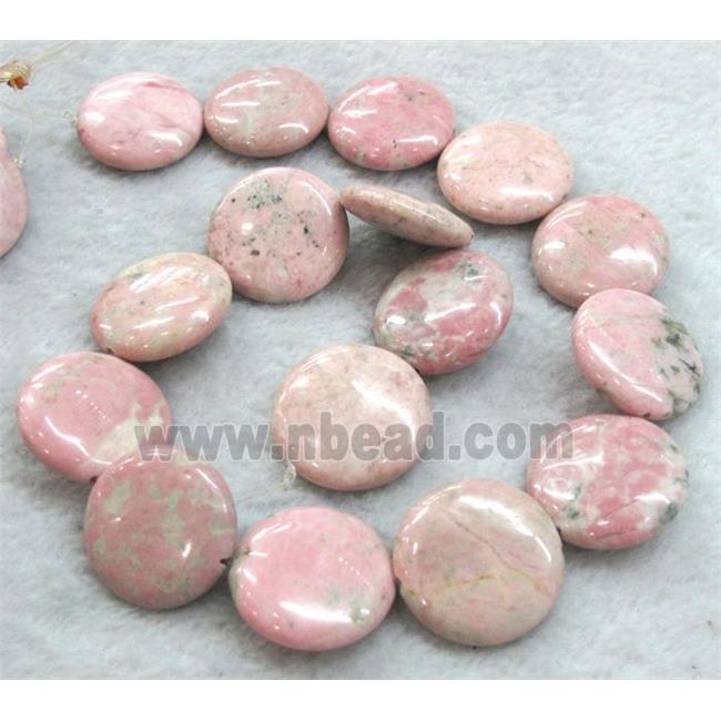 pink Rhodochrosite beads, flat round