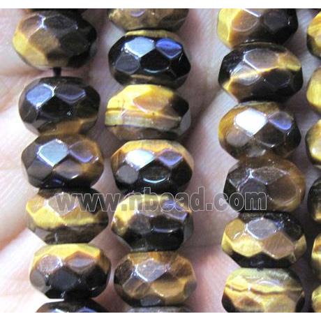 tiger eye bead, faceted rondelle, AB grade
