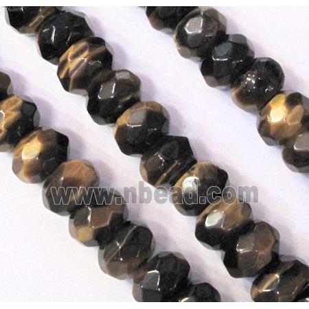 tiger eye bead, faceted rondelle, AB grade