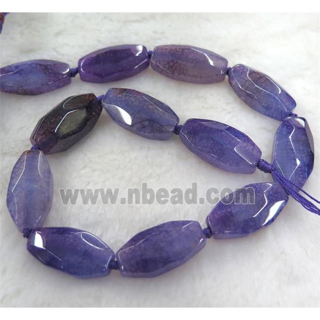 purple dragon veins agate bead, faceted barrel