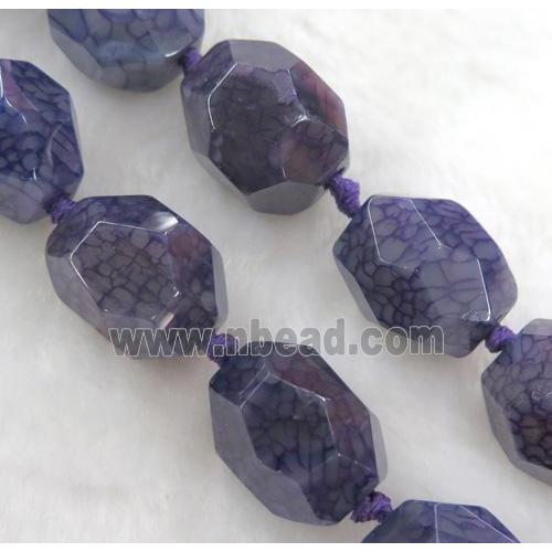 purple veins agate beads, faceted freeform