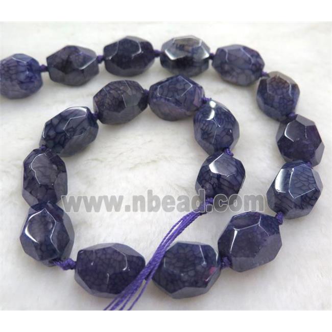 purple veins agate beads, faceted freeform