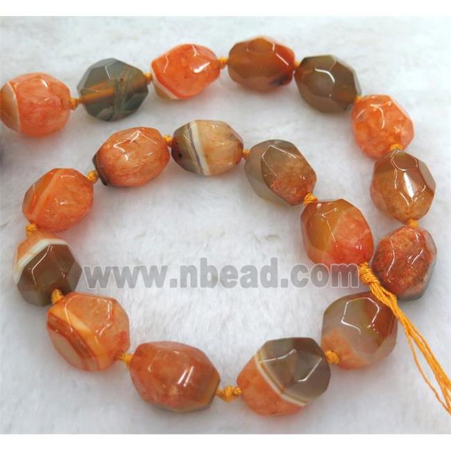 orange druzy agate beads, faceted freeform