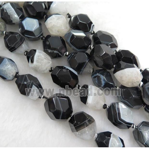 white druzy agate beads, faceted freeform