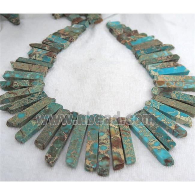 Imperial jasper beads collar, stick, aqua, top dilled