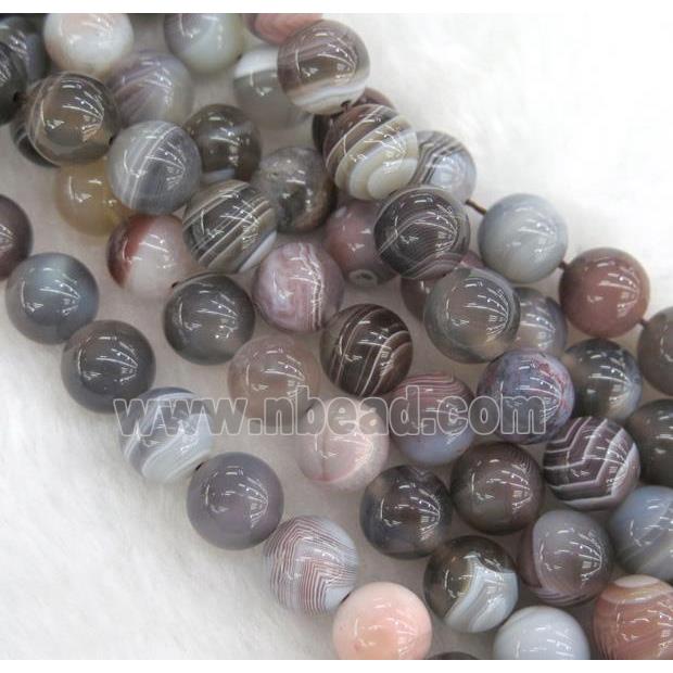 natural round Botswana Agate beads, gray
