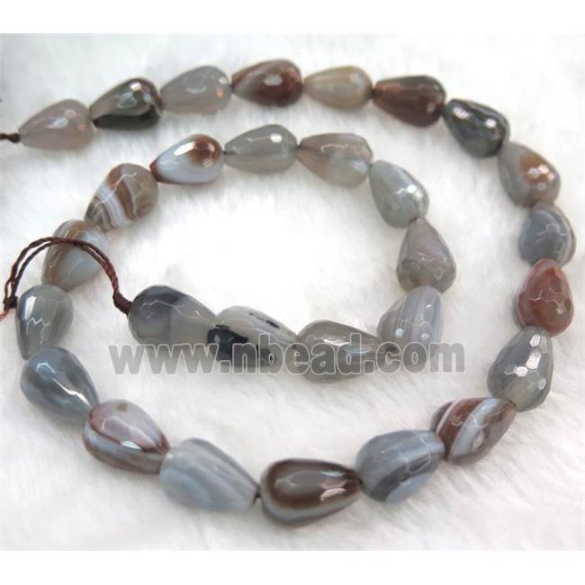 natural botswana agate beads, faceted teardrop