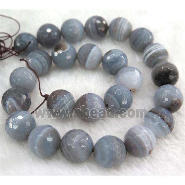 natural gray Botswana Agate beads, faceted round