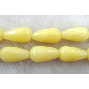 Jade opal bead, Faceted drip, yellow