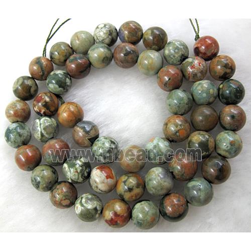 round natural green Rhyolite Gemstone Beads