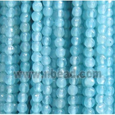 tiny jade seed beads, faceted round, dye aqua