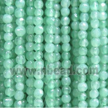 tiny jade bead, faceted round, dye green