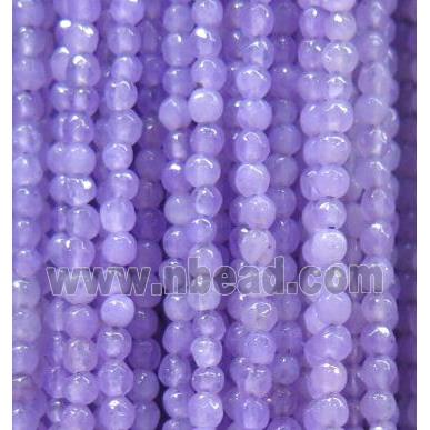 tiny jade bead, faceted round, dye lavender