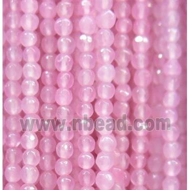 tiny jade seed beads, faceted round, dye pink