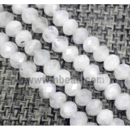 natural white MoonStone beads, faceted rondelle