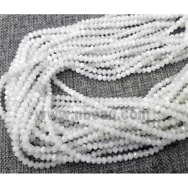 natural white MoonStone beads, faceted rondelle