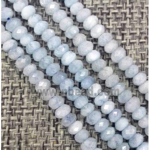 Aquamarine beads, faceted rondelle, blue