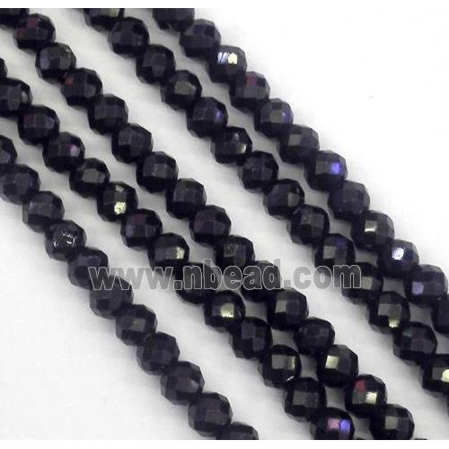 tiny black Spinel beads, faceted rondelle