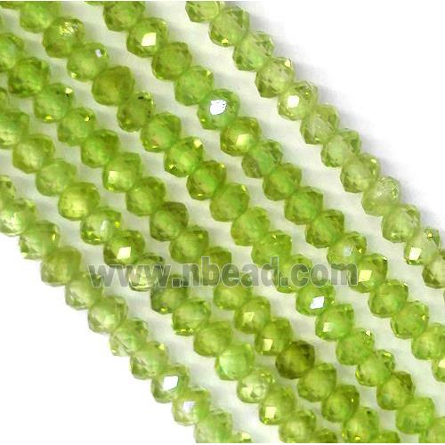 tiny Peridot beads, faceted rondelle, olive