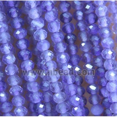 faceted rondelle Amethyst beads, tiny, purple