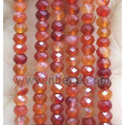 tiny Red Agate Carnelian Beads, faceted rondelle