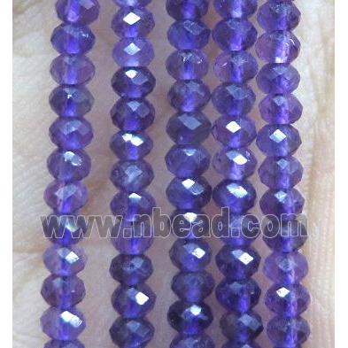 faceted Amethyst rondelle beads, purple, tiny