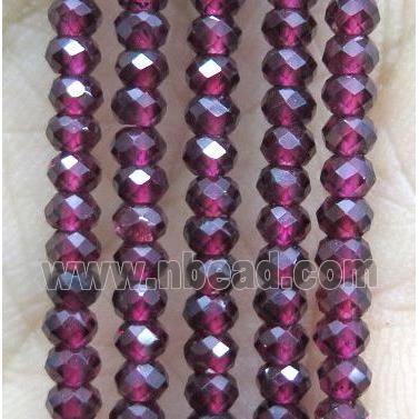tiny Garnet Beads, faceted rondelle, deepRed