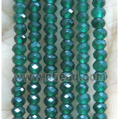 tiny green agate beads, dye, faceted rondelle