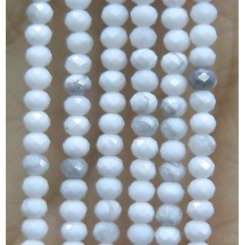 white turquoise howlite beads, faceted rondelle