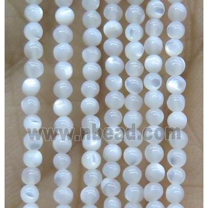 tiny round pearl shell beads, white